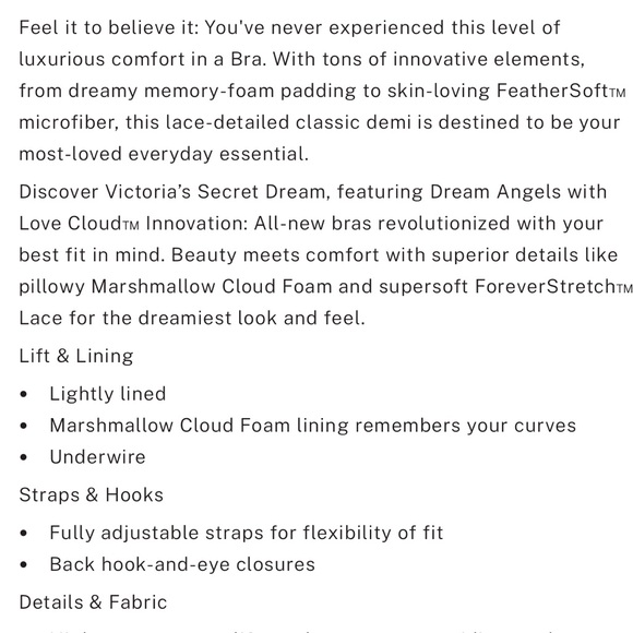 Victoria’s Secret Dream Angels Smooth & Lace Lined Bra 38G - Picture 11 of 12